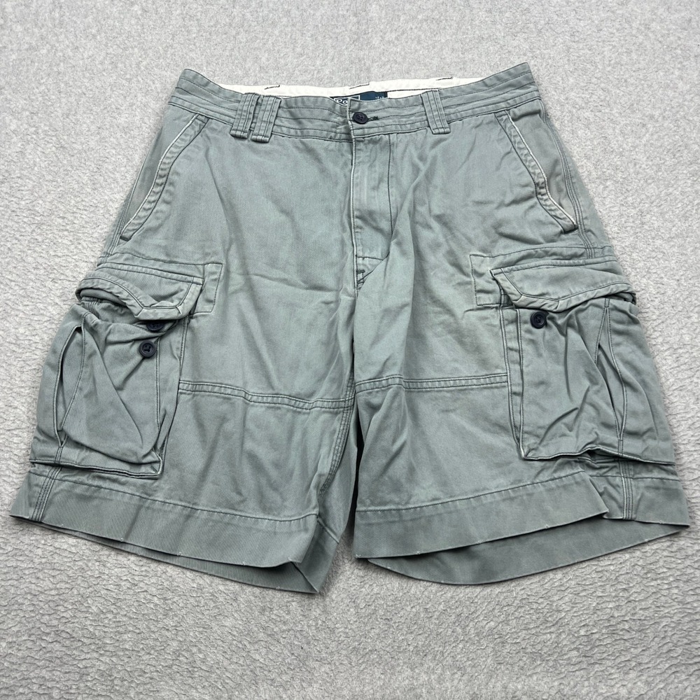 Polo Ralph Lauren Gellar Fatigue Cargo Shorts Mens 34 Gray Cotton Twill Utility